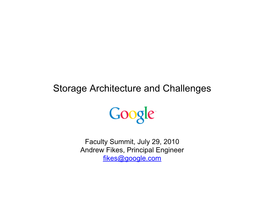 Storage Architecture and Challenges