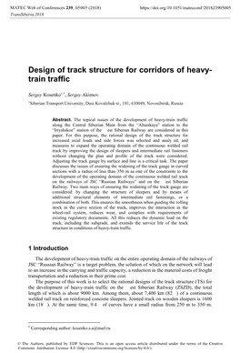 Design of Track Structure for Corridors of Heavy- Train Traffic