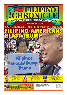 August 13, 2016 Hawaii Filipino Chronicle  1