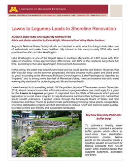 Lawns to Legumes Leads to Shoreline Renovation