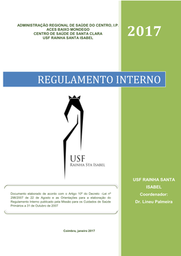 Regulamento Interno Usf Rainha Santa Isabel 2017-2019