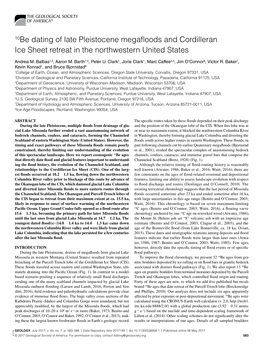 10Be Dating of Late Pleistocene Megafloods and Cordilleran Ice Sheet Retreat in the Northwestern United States