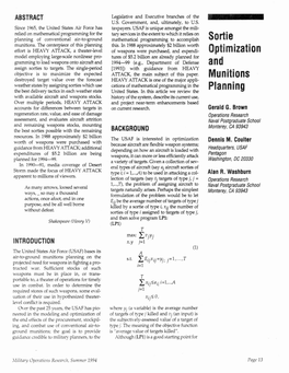 Sortie Optimization and Munitions Planning