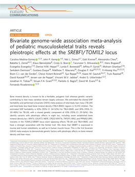 Bivariate Genome-Wide Association Meta-Analysis of Pediatric Musculoskeletal Traits Reveals Pleiotropic Effects at the SREBF1/TOM1L2 Locus