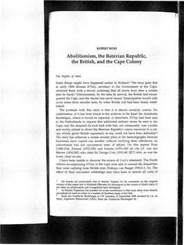 Abolitlonism, The, Batavian Republic, the British, and the Capecolony