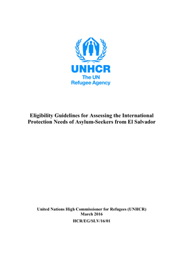 Eligibility Guidelines for Assessing the International Protection Needs of Asylum-Seekers from El Salvador