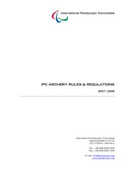 Ipc Archery Rules & Regulations