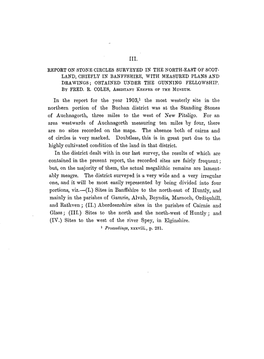 Report on Stone Circles Surveyed in the North-East