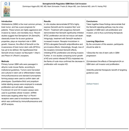 Semaphorin3a Regulates GBM Stem Cell Invasion Introduction