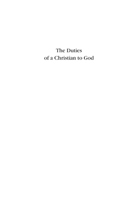 The Duties of a Christian To