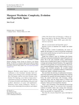 Margaret Wertheim: Complexity, Evolution and Hyperbolic Space