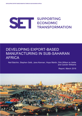 Developing Export-Based Manufacturing in Sub-Saharan Africa