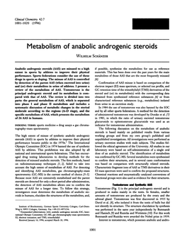 Metabolism of Anabolic Androgenic Steroids