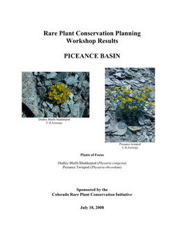 Rare Plant Conservation Planning Workshop Results