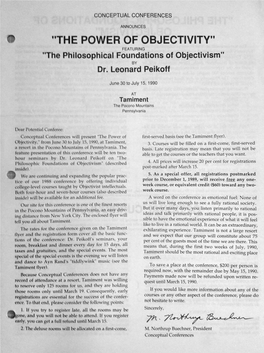 THE POWER of OBJECTIVITY'' FEATURING 