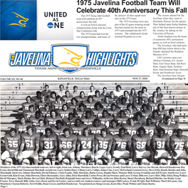 1975 Javelina Football Team Will Celebrate 40Th Anniversary This Fall