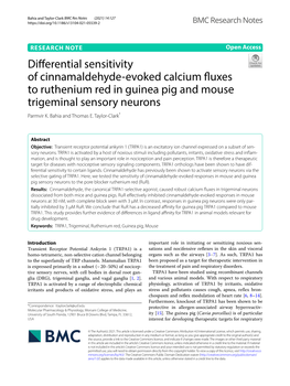 Differential Sensitivity of Cinnamaldehyde-Evoked Calcium