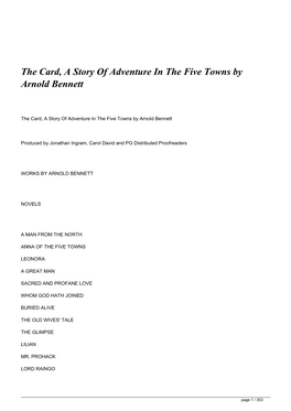 The Card, a Story of Adventure in the Five Towns by Arnold Bennett</H1>