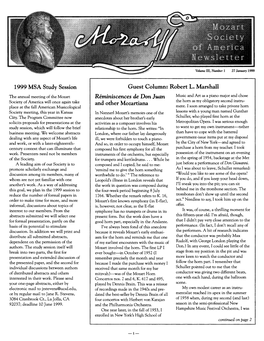 1999 MSA Study Session Guest Column: Robert L