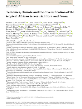 Tectonics, Climate and the Diversification of the Tropical African