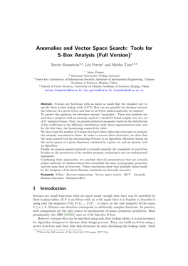 Tools for S-Box Analysis (Full Version)*