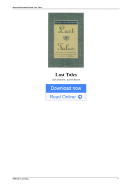 Last Tales by Isak Dinesen , Karen Blixen