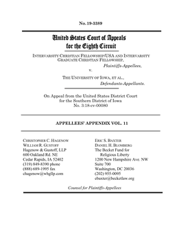 IVCF Appendix Vol. 11 in IVCF V. University of Iowa