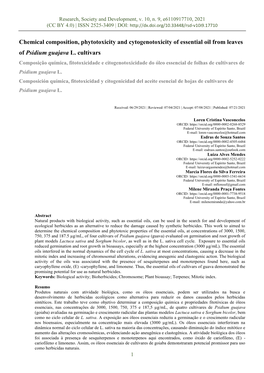 Chemical Composition, Phytotoxicity and Cytogenotoxicity of Essential Oil from Leaves of Psidium Guajava L