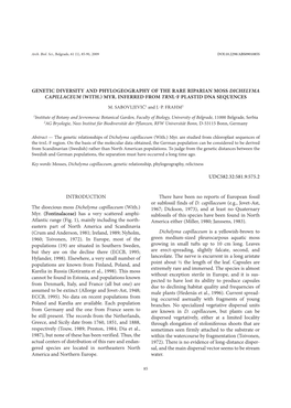 Genetic Diversity and Phylogeography of the Rare Riparian Moss Dichelyma Capillaceum (With.) Myr