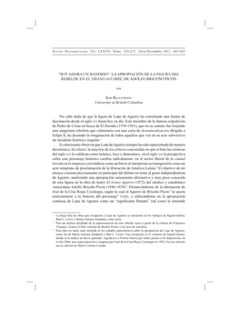 La Apropiación De La Figura Del Rebelde En El Tirano Aguirre, De Adolfo Briceño Picón