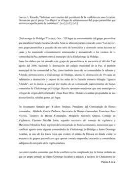 Solicitan Intervención Del Presidente De La República En Caso Ixcatlán