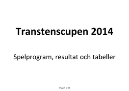 Spelprogram, Resultat Och Tabeller