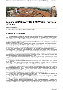 Comune Di SAN MARTINO CANAVESE - Provincia Di Torino