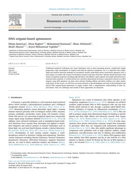 Biosensors and Bioelectronics DNA Origami-Based Aptasensors