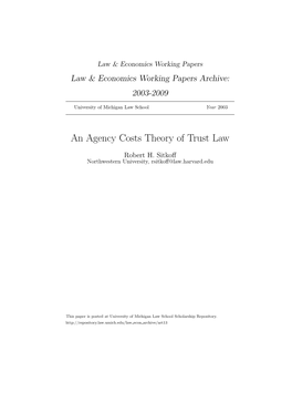 An Agency Costs Theory of Trust Law