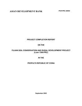 Fujian Solid Conservation and Rural Development Project