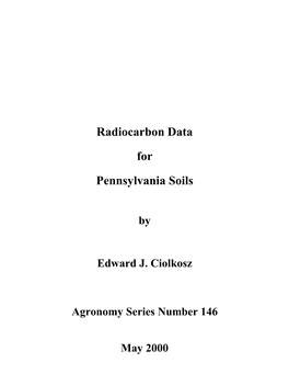 Radiocarbon Data for Pennsylvania Soils