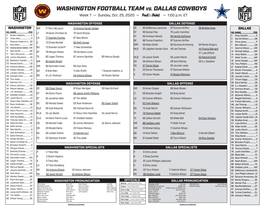 WASHINGTON FOOTBALL TEAM VS. DALLAS COWBOYS Week 7 — Sunday, Oct