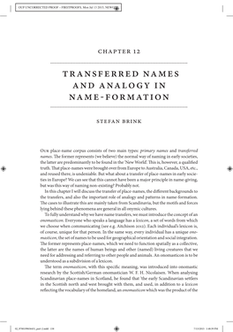 Transferred Names and Analogy in Name-Formation