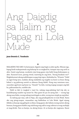 Ang Daigdig Sa Ilalim Ng Papag Ni Lola Mude