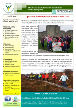 DATE for YOUR DIARY Operation Transformation National Walk