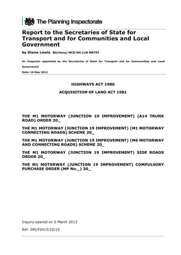 M1 Motorway (Junction 19 Improvement) (A14 Trunk Road) Order 20