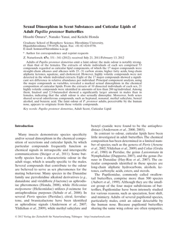 Sexual Dimorphism in Scent Substances and Cuticular Lipids Of