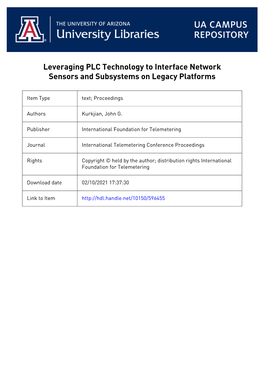Leveraging PLC Technology to Interface Network Sensors and Subsystems on Legacy Platforms