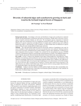 Diversity of Subaerial Algae and Cyanobacteria Growing on Bark and Wood in the Lowland Tropical Forests of Singapore