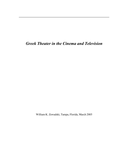 Greek Theater in the Cinema and Television