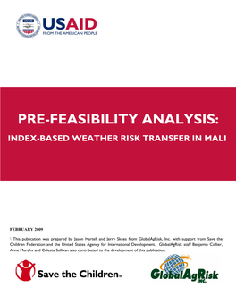 Pre-Feasibility Analysis: Index-Based Weather Risk Transfer in Mali