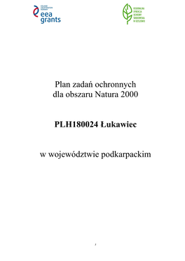 Plan Zadań Ochronnych Dla Obszaru Natura 2000 PLH180024 Łukawiec W Województwie Podkarpackim