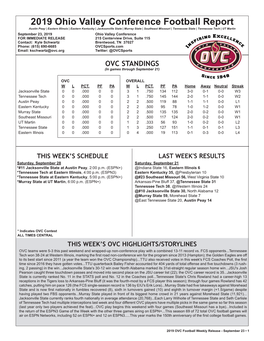 2019 Ohio Valley Conference Football Report