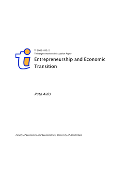 Entrepreneurship and Economic Transition